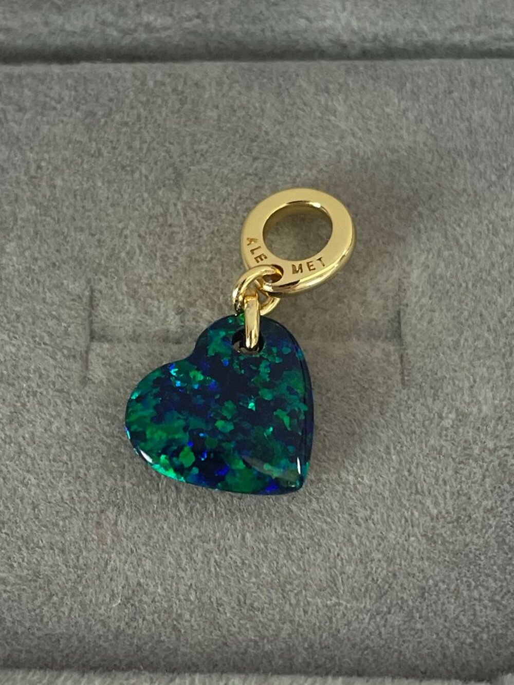 Pandora Opalescent Green Heart Dangle Charm